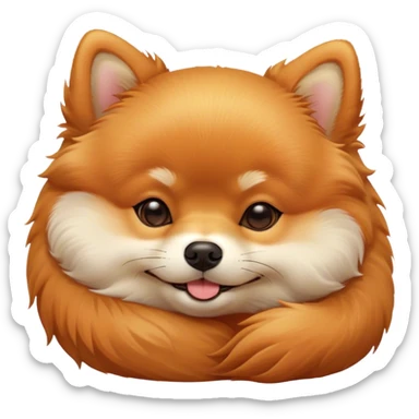 Meme-Worthy Cute Sleeping Orange Pomeranian Portrait Emoji, Head resting peacefully with a contented smile, showcasing a delightfully compact build and a luxuriously soft, fluffy orange Fur, eyes shut in a serene nap, Simplified yet hilariously adorable features, highly detailed, glowing with a soft, drowsy light, high shine, relaxed and utterly lovable, stylized with an air of playful laziness, bright and heartwarming, soft glowing outline, capturing the essence of a comically sleepy companion, so meme-worthy it feels like it could instantly become the next viral sensation of adorable slumber! sticker