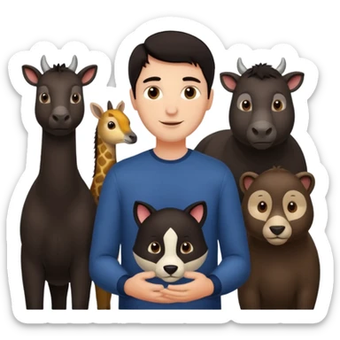 GRANJERO PIEL CLARA Y PELO OSCURO CON ANIMALES A SU ALREDEDOR QUE SEA HOMBRE sticker