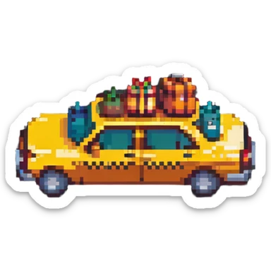 taxi cab airport transfer with luggage sticker