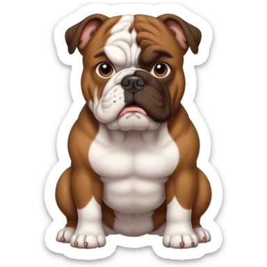 bulldog ingles atigrado cafe oscuro casi negro con blanco sticker