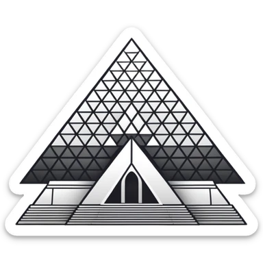 now u want a sticker black an white with louvre museum and he pyramide sticker