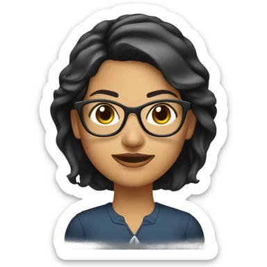 mujer morena con lentes y cabello muy corto amarrado, con vestimenta ejecutiva sticker