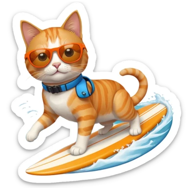 cat with sunglasses surfing a wave sticker