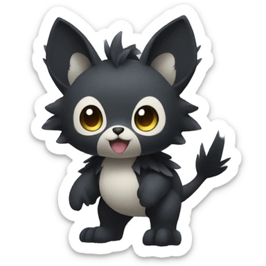 Cute cool fantasy dark-themed animal hybrid Fakemon full body sticker