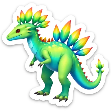 Shiny Exotic Colorful Meganium-Amaura-Aurorus-Fakémon-hybrid-creature (full body)  sticker