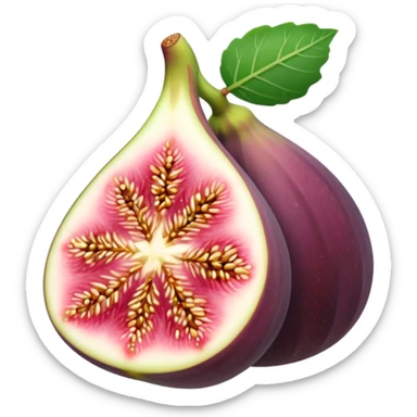 Please create a emoji of a cross-section of a fig with a small leaf sticker