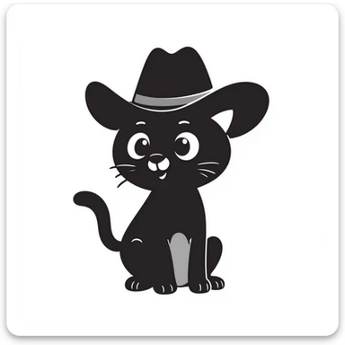cat wearing a cowboy hat, hand drawn doodle style sticker