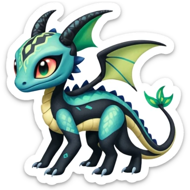 Colorful Exotic Meloetta-Toothless-Salandit-Stitch-Fakémon-creature-hybrid sticker