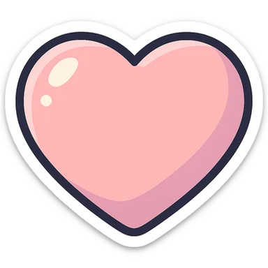 cute plump heart, icon-color-outlined style, no extra stripes or decoration, only shape, detailed shadows and highlights, thin clean contours, soft rounded shapes, pastel palette #98B5BC, #B5B3C1, #C9A3C9, #E4C0CA, #F7DCD1, #F7C0AA, modern Japanese pop art and sticker aesthetic, soft lighting, transparent background sticker