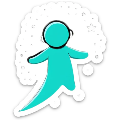 Person fading away into sparkles and stars, magical disappearance effect sticker