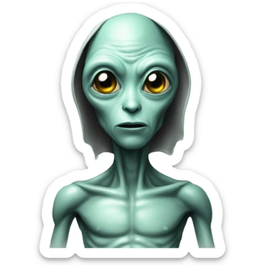 Alien sweating because he has seen beautiful girl sticker