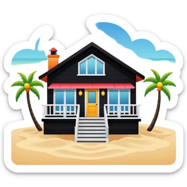 beach house house no trees not wooden like cartoonish almost only the front sticker