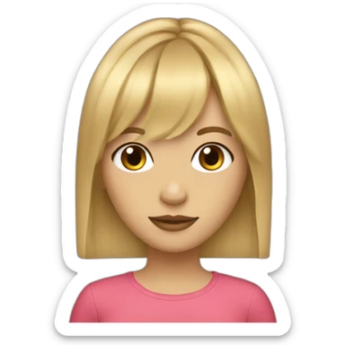 Brown long hair blonde girl with curtain bangs sticker