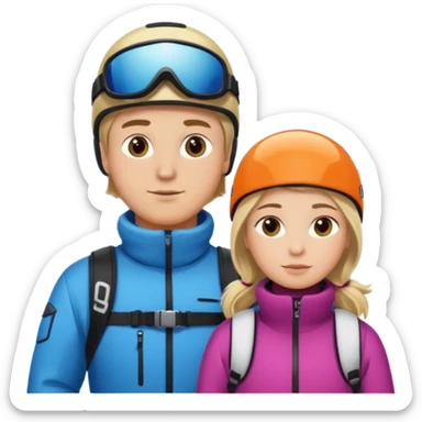 blonde guy with chubby brown hair grey eyes girl in ski 🎿 resort sticker
