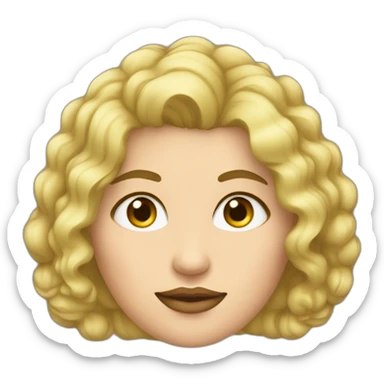 Mujer gordita pelo corto rizado rubio ojos grandes verdes sticker