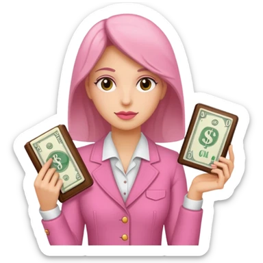 Libreta, reloj y un dolar rosa, de mujer sticker