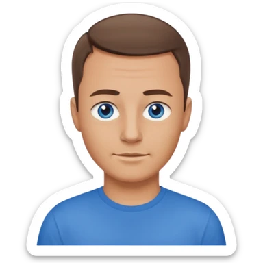 dad with very short shaved brown hair and blue eyes emoji sticker
