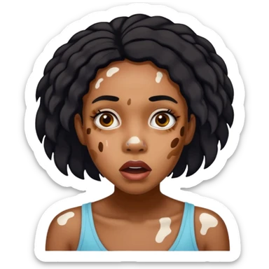 Emoji of a very shocked black female with vitiligo (alot of vitiligo patches) sticker