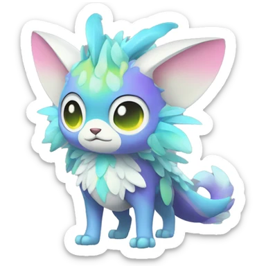Cute cool shiny colorful fantasy animal hybrid Fakemon full body sticker
