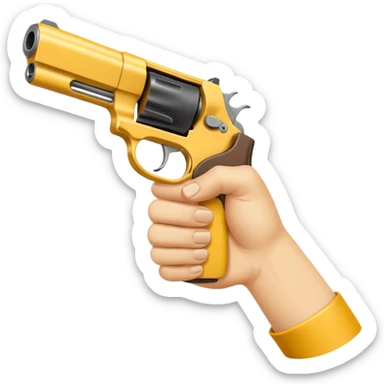 A yellow hand imititing a gun by joing two fingers sticker