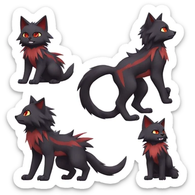  Kawaii Edgy Cool Beautiful Poochyena-Torracat-Litten-Zorua-Zoroark full body sticker