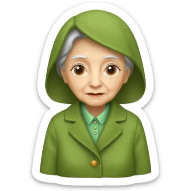 green coat old woman sticker