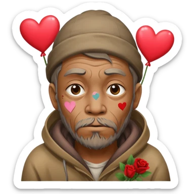 Homeless man with Valentine’s Day decor smelly and ugly  sticker