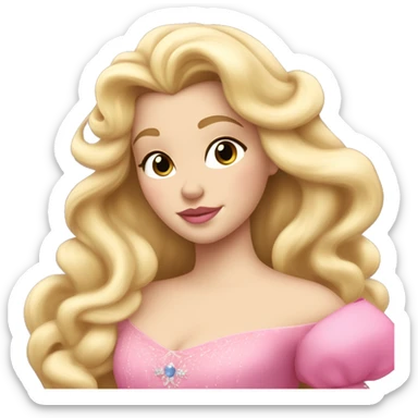 Princess Aurora Sleeping Beauty Blonde curls and Pink ballgown sticker