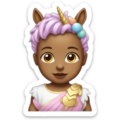 Baby with unicorn headband sticker