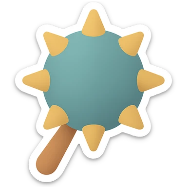Render just the mace head as a clean and simple color icon with transparent background, focusing on clarity and simplicity. sticker