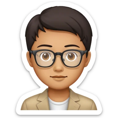 An Asian with square glasses and with thanaka sticker