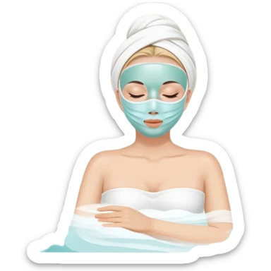 white Lady with face mask spa beauty full face relaxing sticker