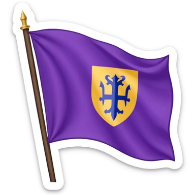 medieval war torn ripped banner purple heraldry flag blowing in wind straight pole sticker