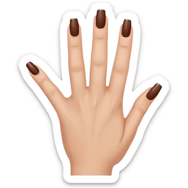 brown nails on a hand with 5 finger, but a pretty and feminine hand, fingers should not be spread apart sticker