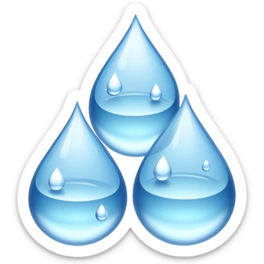 three equally sized droplets stacked on top of each other with two other droplets going outward from the middle droplet sticker