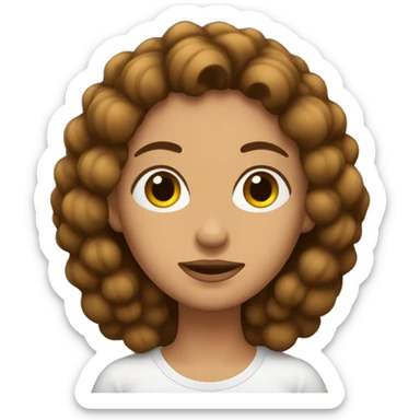 Mujer con rulos pelo castaño oscuro sticker