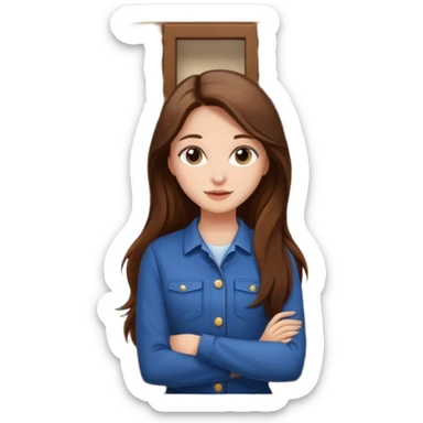 beautiful girl with long brown hair constructing new kitchen cabinets sticker