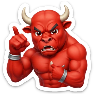 Angry bull emoji showing thumb down (DisLikes) sticker