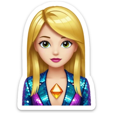 fancy straight  hair girl with night club outfits sticker