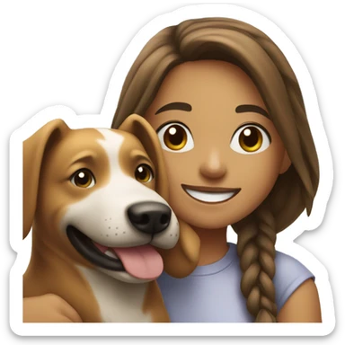 girl smiling with dog outdoors sticker