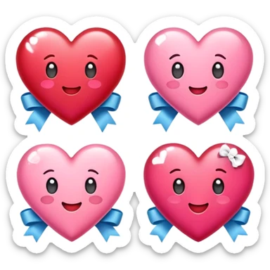 Cute hearts emojis love emojis with ribbons sticker