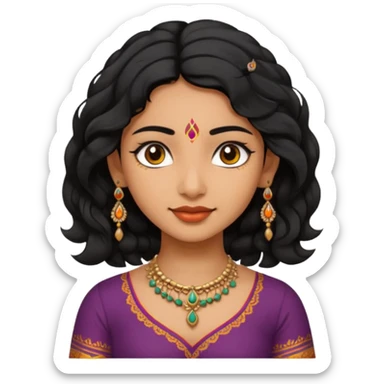 Indian fat girl south Indian wavy short black hair tan darker skin sticker