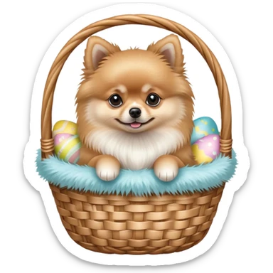 Easter Basket with cute Pomeranian spitz sticker