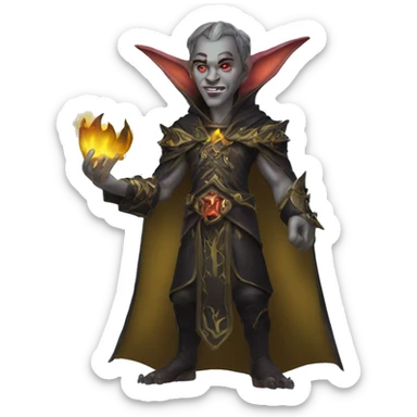 A male night elve demonology warlock saying WOW sticker