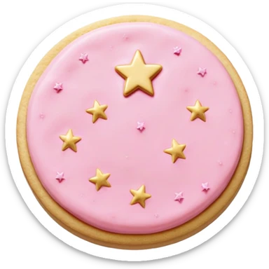 pink buttercream sugar cookie with gold star sprinkles  sticker