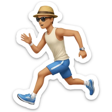 Man trying to catch up to car sticker