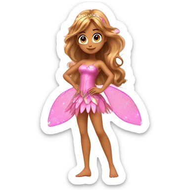 Flora the adult latina fairy of nature in her enchantix fairy pink clothing and fairy enchantix wings and long light brown hair from winx club. Lots of sparkles, feel the magic  sticker