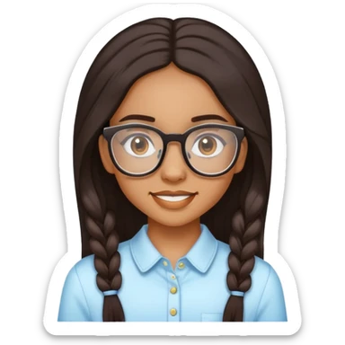 lightskin girl with glasses and braces with long dark hair sticker