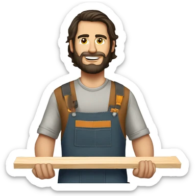 Woodworker with miter saw caucasian dark hair sticker
