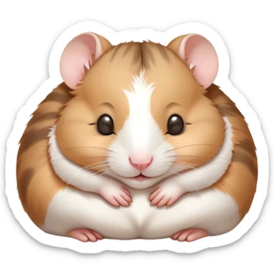 Meme-Worthy Cute Sleeping Brown and White Banded Hamster Portrait Emoji, Head resting peacefully with a contented smile, showcasing a delightfully compact build and a luxuriously soft banded fur of brown and white, eyes shut in a serene nap, Simplified yet hilariously adorable features, highly detailed, glowing with a soft, drowsy light, high shine, relaxed and utterly lovable, stylized with an air of playful laziness, bright and heartwarming, soft glowing outline, capturing the essence of a comically sleepy hamster, so meme-worthy it feels like it could instantly become the next viral sensation of adorable slumber! sticker